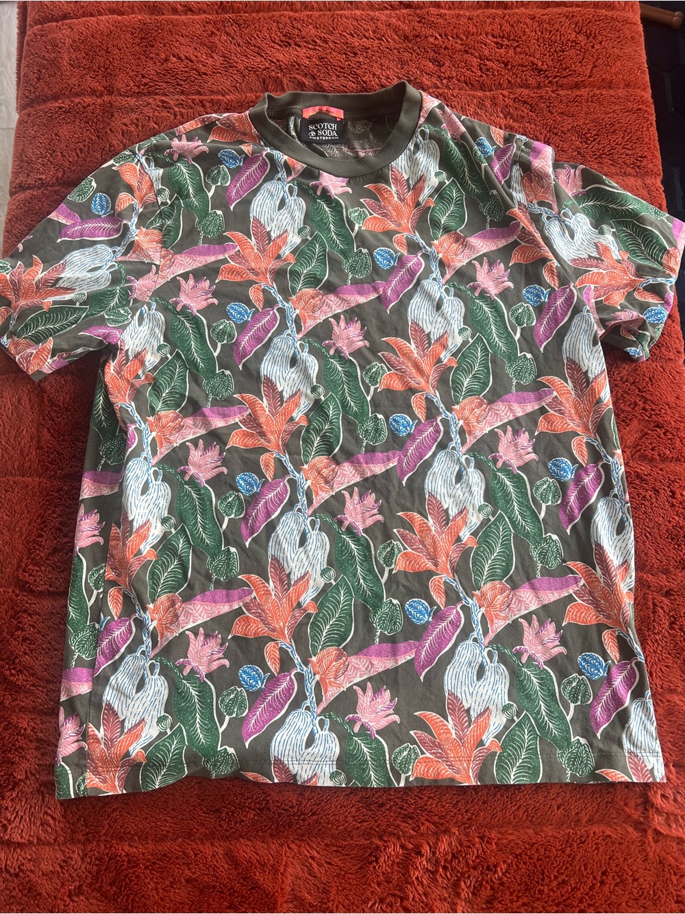 Scotch & Soda Multicolor Tropical Print Short Sleeve Shirt - Green Base